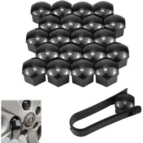 BEBUSINGOTO Cubretuercas de 17 mm, 20 unidades, tapas protectoras hexagonales para tuercas de rueda, universales (grises) (1/5)