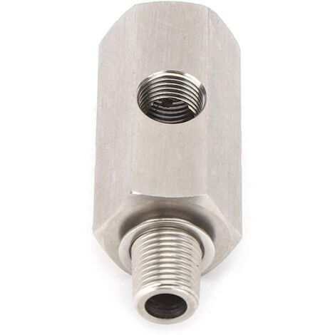 BEBUSINGOTO Sensor de presión de aceite en T de acero inoxidable, 1/8" NPT, línea de alimentación de aceite turbo, manómetro, piezas de automóvil (1/8" NPT) (1/5)