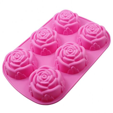 BEBUSINGOTO Molde reutilizable de 6 cavidades con forma de rosa 3D, antiadherente, para fondant, ideal para la cocina. (1/5)