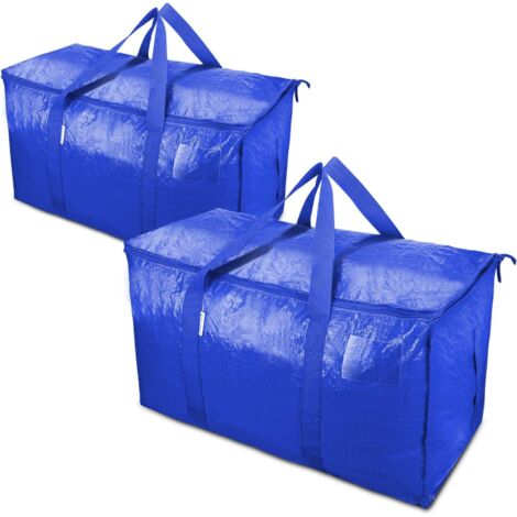 BEBUSINGOTO Paquete de 2 bolsas de mudanza extragrandes con cremalleras y asas de transporte, cajas de almacenamiento resistentes para ahorrar espacio. (1/5)