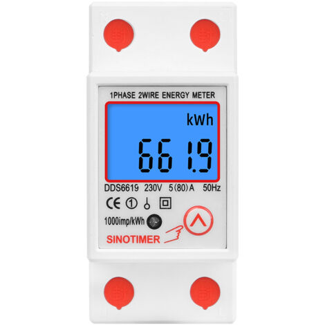 BEBUSINGOTO DDS6619-012 Medidor electrónico multifunción monofásico - Pantalla LCD retroiluminada - Carril DIN - 5-80A 230V - Dimensiones: 7,83,56,5cm (1/5)