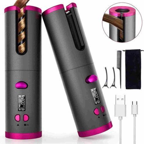 BEBUSINGOTO Rizador automático, rizador de pelo con 6 ajustes de temperatura y temporizador, rizador de pelo, pantalla LCD antiescaldaduras