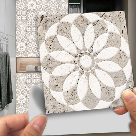 BEBUSINGOTO Pegatinas para azulejos de cocina, 10 unidades, autoadhesivas, impermeables, de PVC, para pared, baño y cocina (mármol esmerilado)