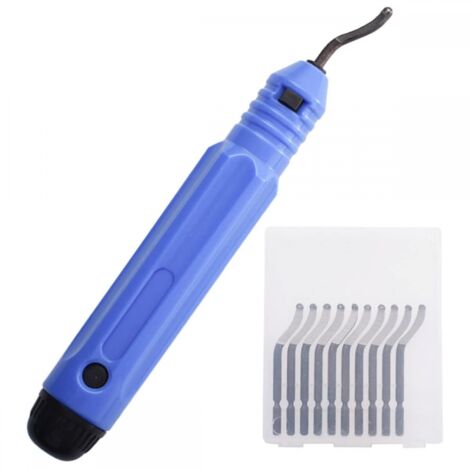 BEBUSINGOTO Desbarbadora manual con cuchillas giratorias de 360° y 10 hojas metálicas (azul) (1/5)