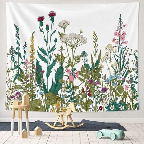 BEBUSINGOTO Tapiz de flores silvestres para colgar en la pared, tapiz hippie bohemio floral psicodélico indio para decoración del hogar, dormitorio y sala de estar, 150 x 130 cm (1/5)