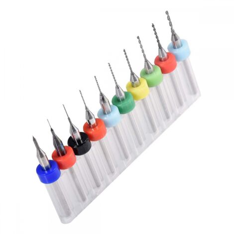 BEBUSINGOTO 10 mini brocas para PCB de 0,1-1,0 mm, con flauta espiral de carburo, para herramientas rotativas de joyería. (1/5)