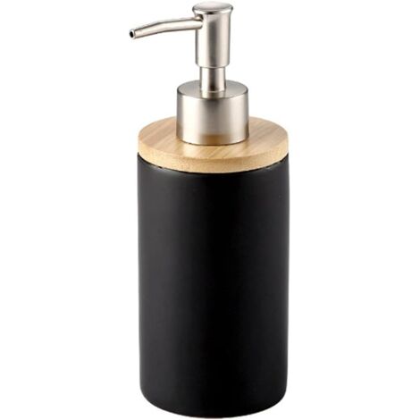 BEBUSINGOTO Dispensador de jabón líquido de cerámica de 400 ml, estilo nórdico, ideal para cocina y baño, color negro, botella, 1 paquete (1/5)