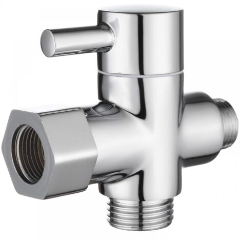 BEBUSINGOTO Válvula de tres vías de latón macizo, adaptador en T de 3/8" a 12/17", válvula desviadora de inodoro, cromada