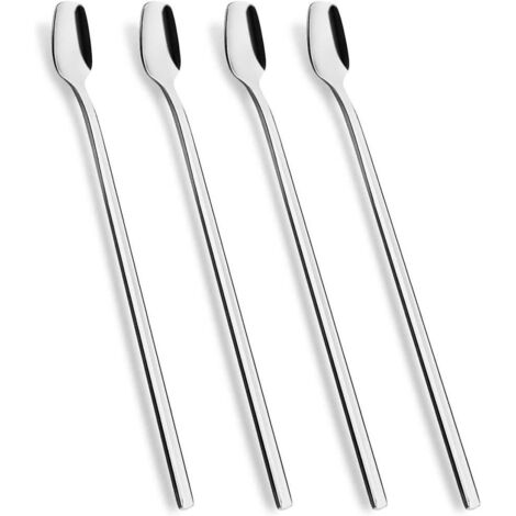 BEBUSINGOTO Juego de 4 cucharillas de té con mango largo de 6", fabricadas en acero inoxidable 18/10 de primera calidad. (1/5)