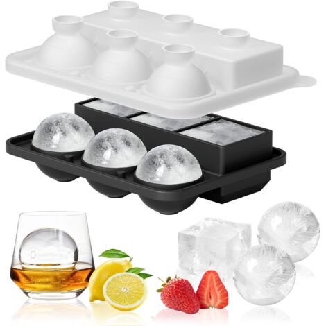 BEBUSINGOTO Bandeja de silicona para cubitos de hielo y molde cuadrado para whisky, cócteles y bebidas caseras, con tapa y embudo para facilitar su liberación. (1/5)