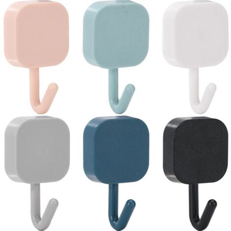 BEBUSINGOTO Paquete de 12 ganchos adhesivos decorativos para llaves de pared, autoadhesivos, para entrada, puerta, baño y cocina (6 colores)