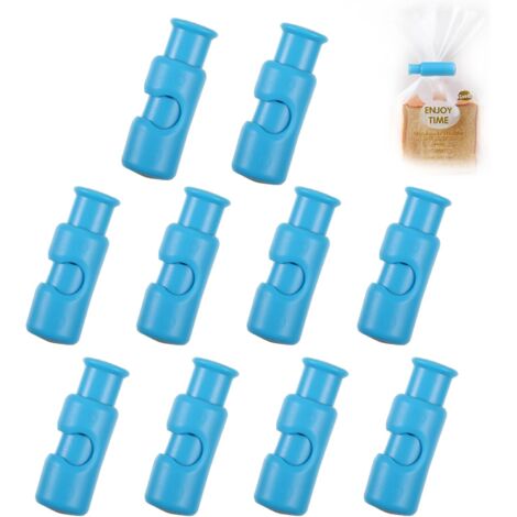 BEBUSINGOTO Paquete de 10 clips para bolsas de congelador, reutilizables, para alimentos y refrigerios abiertos, color azul (1/5)
