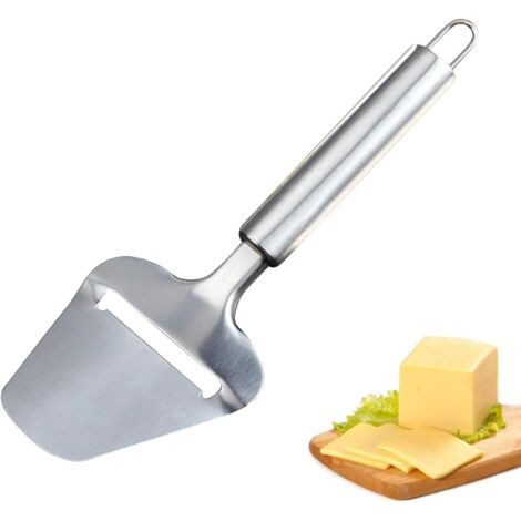 BEBUSINGOTO Cortador de queso, rallador de queso manual, raspador de queso, cortador de queso clásico de acero inoxidable con hoja resistente y mango seguro para quesos duros.