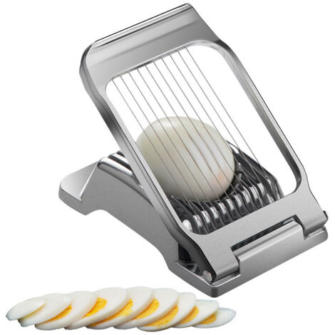 BEBUSINGOTO Cortador de huevos profesional fabricado en aluminio resistente, apto para huevos duros. Apto para lavavajillas. Incluye alambres tensados individualmente para huevos, kiwis, fresas y ali (1/5)