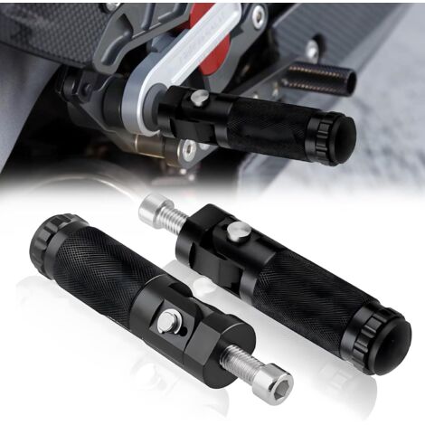 BEBUSINGOTO Reposapiés de aluminio para motocicleta (1 par), compatible con sistema de bloqueo de 8 mm, para entusiastas de las motocicletas. (1/5)