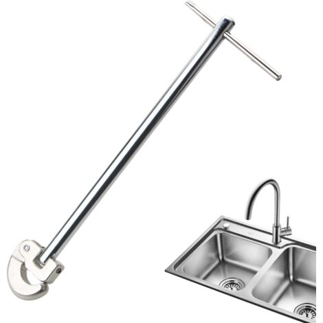 BEBUSINGOTO Llave de lavabo, herramienta de instalación de grifo de fregadero ajustable, llave de fontanero multifuncional con cabezal giratorio para espacios de difícil acceso, cocina, baño, fontane