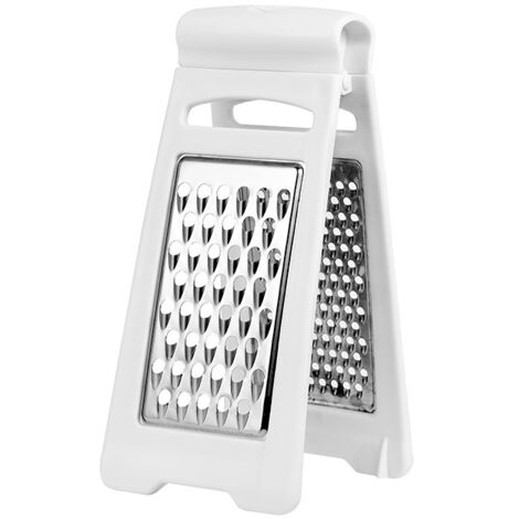 BEBUSINGOTO Rallador de verduras de acero inoxidable, manual plegable de dos caras para queso, patatas, frutas y verduras con gancho para colgar, de doble cara (grueso, fino). (1/5)