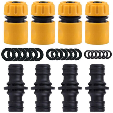 BEBUSINGOTO Paquete de 8 conectores para manguera de jardín: incluye 4 conectores para extremos de manguera y 4 extensiones de conector macho doble, compatibles con extremos de manguera de jardín de (1/5)