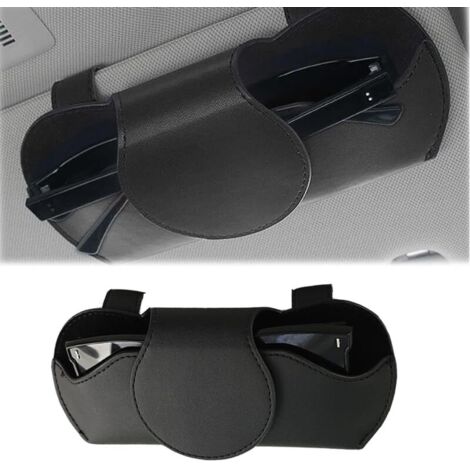 BEBUSINGOTO Portagafas de cuero para coche, portagafas universal para coche, estuche magnético para gafas, organizador de parasol para coche, accesorio antipolvo para coche (1/5)