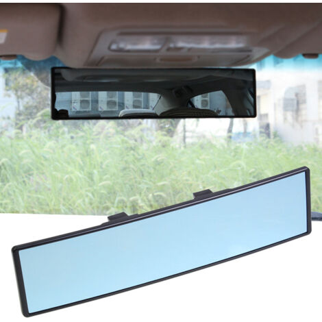 BEBUSINGOTO Espejo retrovisor panorámico para coche, espejo interior antideslumbrante, azul, automático, con ajuste de ángulo, visión amplia, universal para coche.