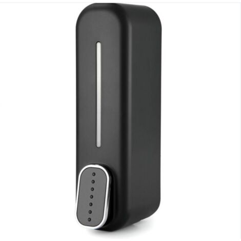 BEBUSINGOTO Dispensador de jabón manual de 300 ml, contenedor de gel de ducha tipo prensa de ABS para montaje en pared, para casa o hotel, color negro (1/5)