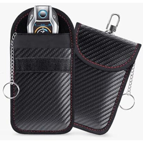 BEBUSINGOTO Bolsa Faraday de fibra de carbono con bloqueo de señal para llave de coche, paquete de 2 (1/5)