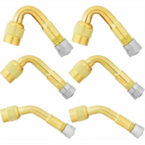 BEBUSINGOTO 3 juegos - 6 piezas de extensión de válvula de neumático, 45°, 90°, 135°, adaptador de extensión de válvula de neumático, conector de codo extensor, boquilla de inflado en ángulo para coc (1/5)