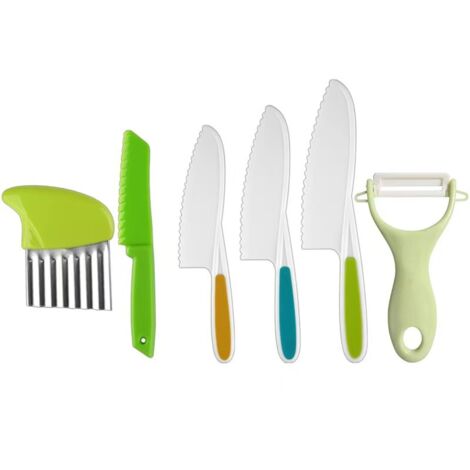 BEBUSINGOTO Juego de 6 cuchillos de cocina para niños para cortar y cocinar frutas o verduras. Regalo perfecto de Navidad o cumpleaños para niños de 2 años en adelante. (1/5)