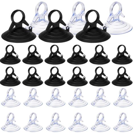 BEBUSINGOTO 60 piezas ventosas para visera solar, ventosa de 45 mm sin ganchos, ventosas de PVC, mini ventosas transparentes y negras, ventosas para ventana, baño, parabrisas, visera solar de coche. (1/5)