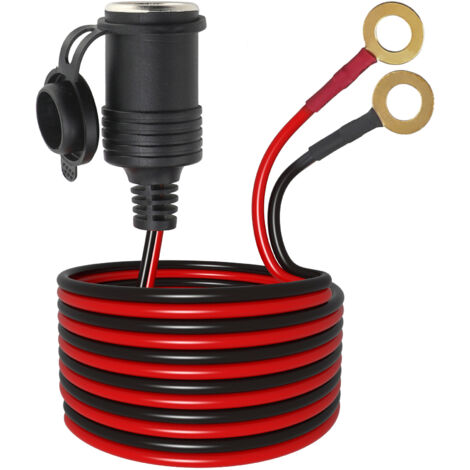 BEBUSINGOTO Enchufe de extensión hembra para encendedor de coche de 12 V con terminal de anillo con fusible de 10 A (1/5)