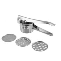 BEBUSINGOTO Machacador de patatas manual, con 3 discos intercambiables con diferentes agujeros, perfecto para frutas y verduras