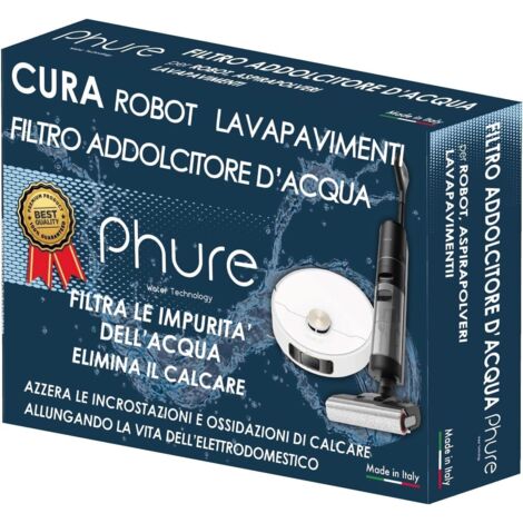 PHURE CURA ROBOT Filtro Universale Addolcitore Anticalcare per Robot Lavapavimenti, 6 Mesi di Protezione, Elimina Impurità e Calcare