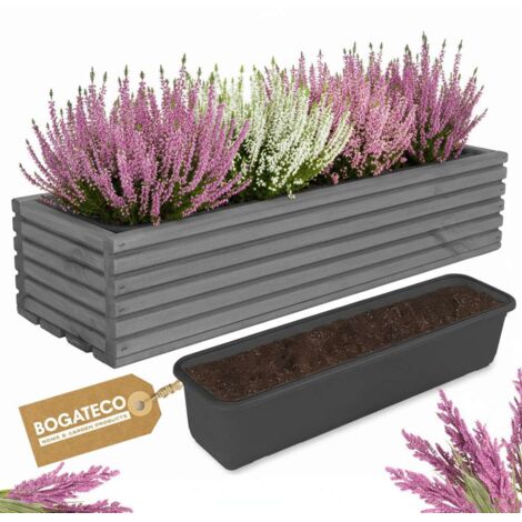 Jardinière Bois Bogateco 64x20x14 cm avec Bac Gris Foncé (1/5)