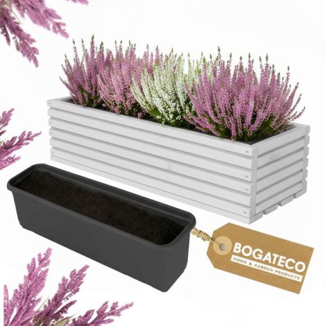 Jardinière Bois Bogateco 44x20x14 cm avec Bac Beige Clair (1/5)
