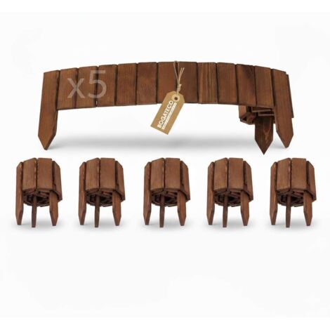 Lot de 5 Rollborder Bogateco Bois Brun 10x112 cm Bordure (1/5)