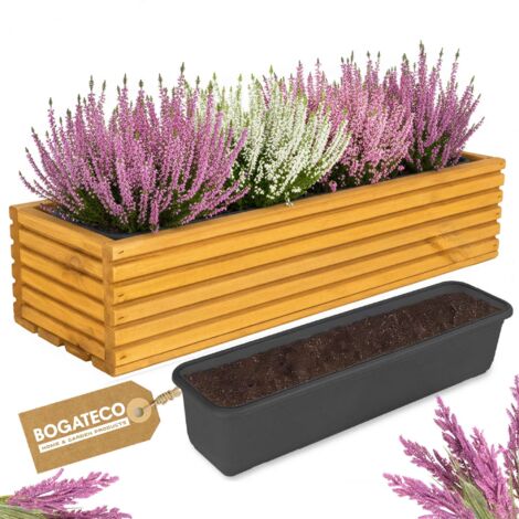 Jardinière Bois Bogateco 64x20x14 cm avec Bac Brun Clair (1/5)