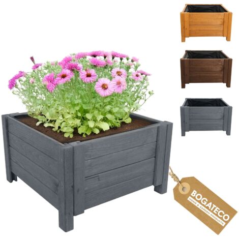 Jardinière Haute Bois Bogateco 60x60x30 cm Géotextile Anthracite (1/5)