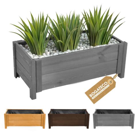 Jardinière Haute Bois Bogateco 80x38x30 cm Géotextile Anthracite (1/5)