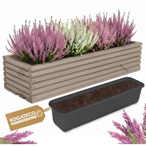 Jardinière Bois Bogateco 64x20x14 cm avec Bac Gris (1/5)