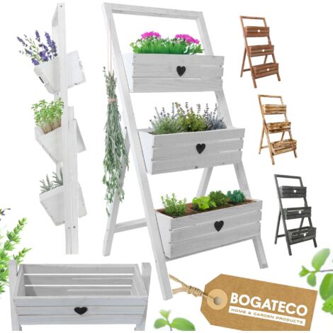Lot 3 Jardinières Bois Bogateco sur Pied 110cm Blanc (1/5)