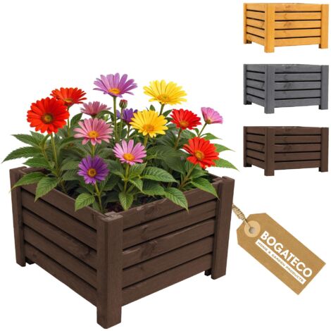 Jardinière Haute Bois Bogateco 38x38x25 cm Géotextile Brun Foncé (1/5)