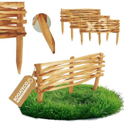 Lot de 3 Bordures Bogateco Noisetier Brun 20x60 cm Bois (1/5)