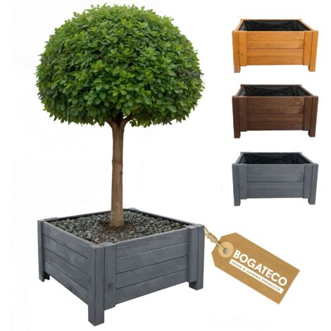 Jardinière Haute Bois Bogateco 50x50x30 cm Géotextile Anthracite