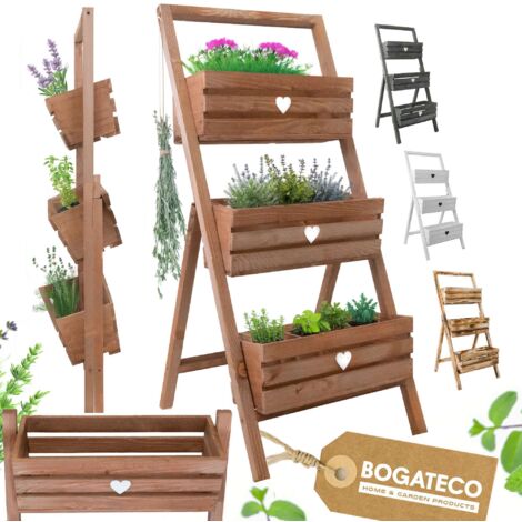 Lot 3 Jardinières Bois Bogateco sur Pied 110cm Brun (1/5)