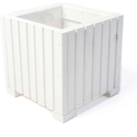 Jardinière Bois Bogateco 25x25x25 cm Imprégné Blanc (1/5)