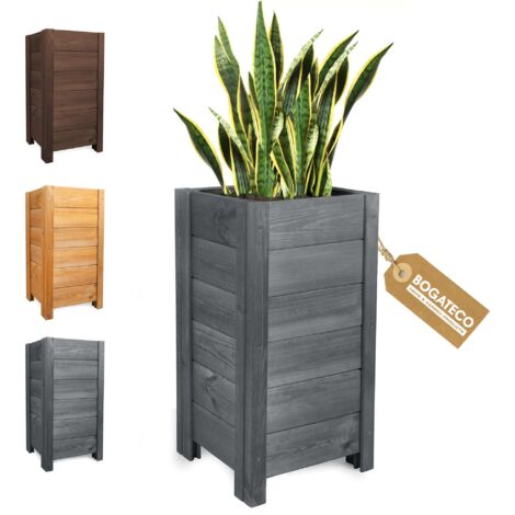 Jardinière Haute Bois Bogateco 39x39x79 cm Géotextile Anthracite (1/5)