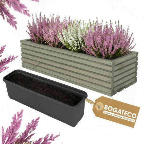 Jardinière Bois Bogateco 44x20x14 cm avec Bac Vert Foncé (1/5)