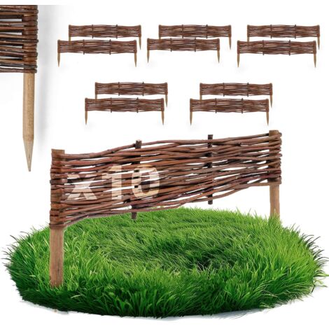 Lot de 10 Bordures Osier Bogateco Saule Naturel 60x10 cm (1/5)
