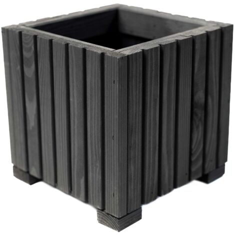 Jardinière Bois Bogateco 25x25x25 cm Imprégné Noir (1/5)