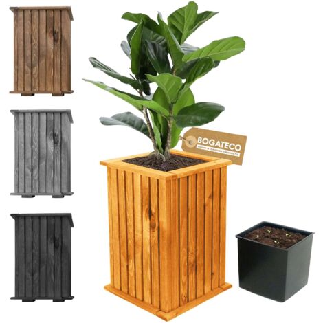 Jardinière Bois Bogateco 40x25x25 cm avec Bac Brun Clair (1/5)